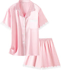 Pajamas, Satin Silky Pjs Set  2Pcs Button-Down Nightwear Sleepwear Gift for Mommy and me
