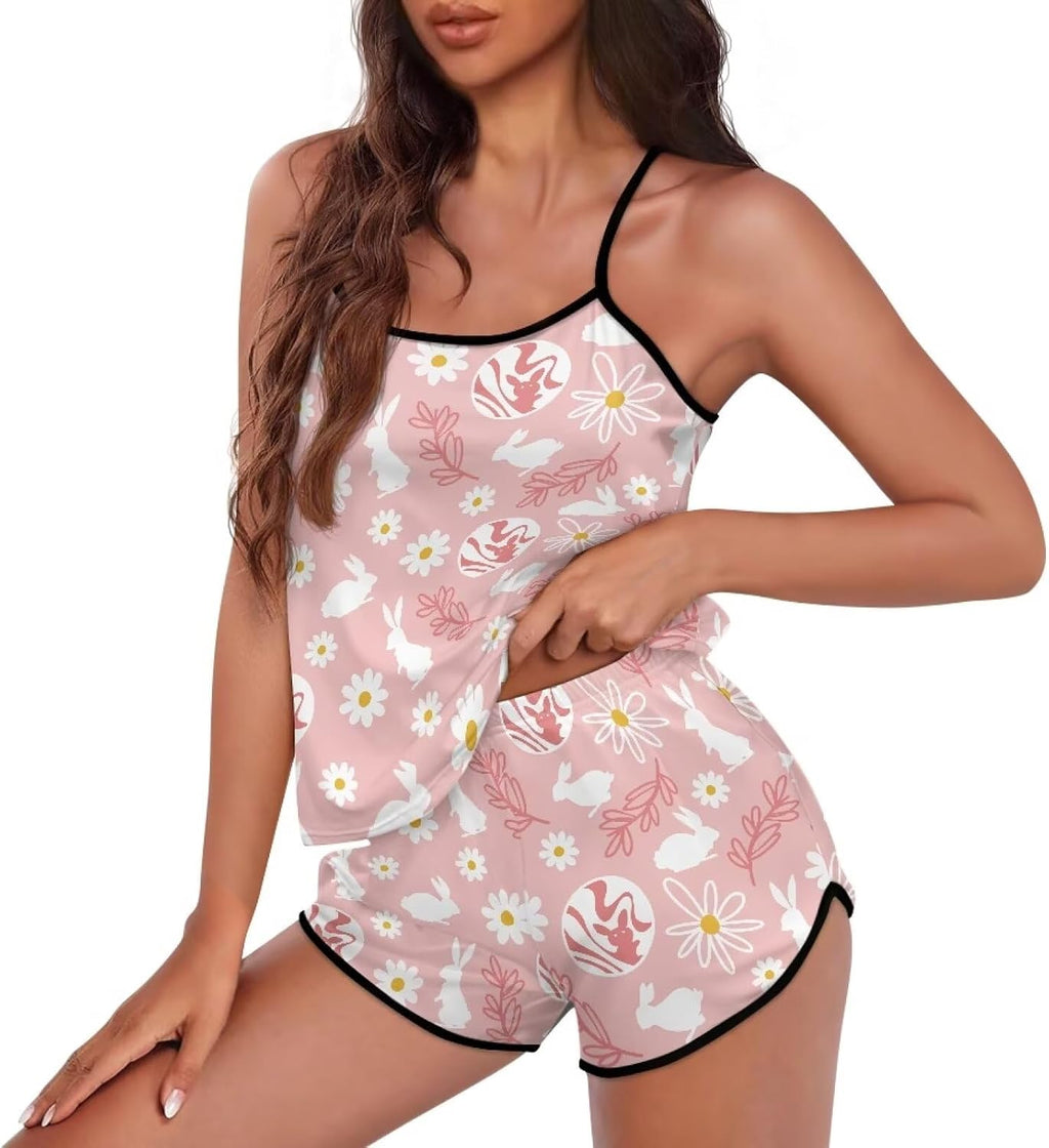 Lightweight Suspender Shorts Set for Women Short Pants Lounge Sleepwear Soft Comfy Night Wear Cute House Wear S-3XL